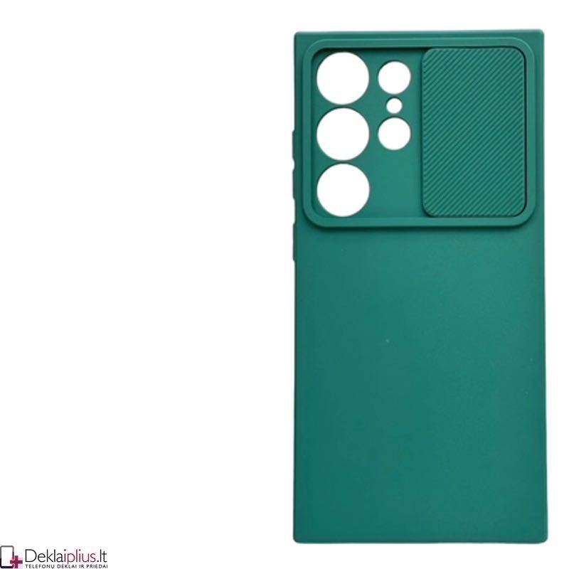 Švelnus guminis dėklas su kameros apsauga - žalias (Samsung S24 Ultra) Švelnus guminis dėklas su kameros apsauga - žalias (Samsung S24 Ultra)
